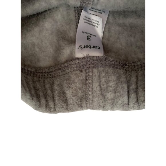 Carters Boys Infant Baby Size 3 Months Pull On Gray Fleece Pants Jogger Sweatpan - Picture 2 of 3